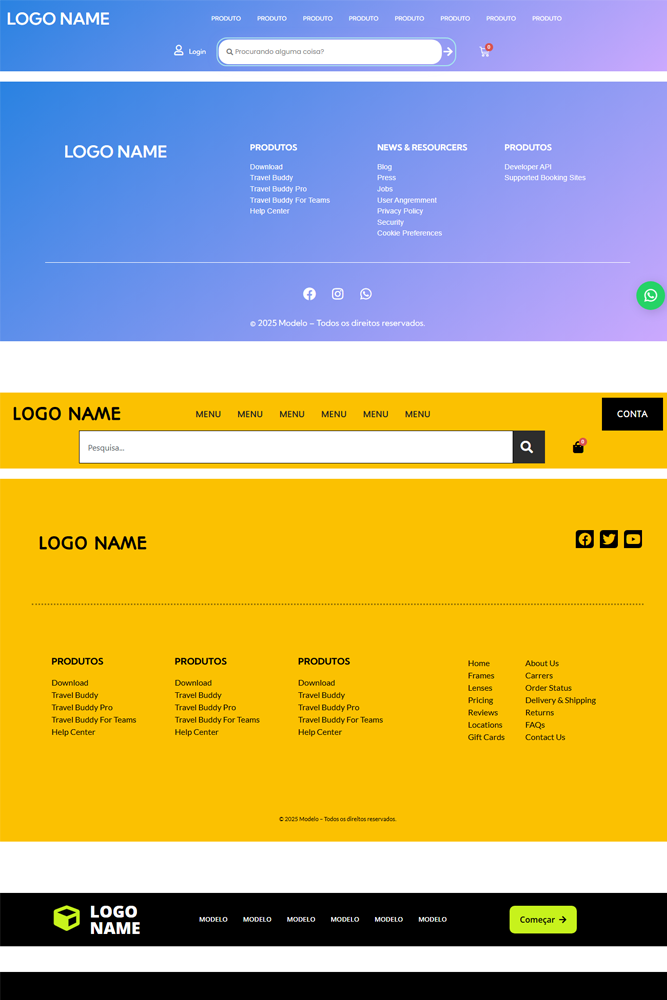 Modelo de Cabeçalhos e Rodapés